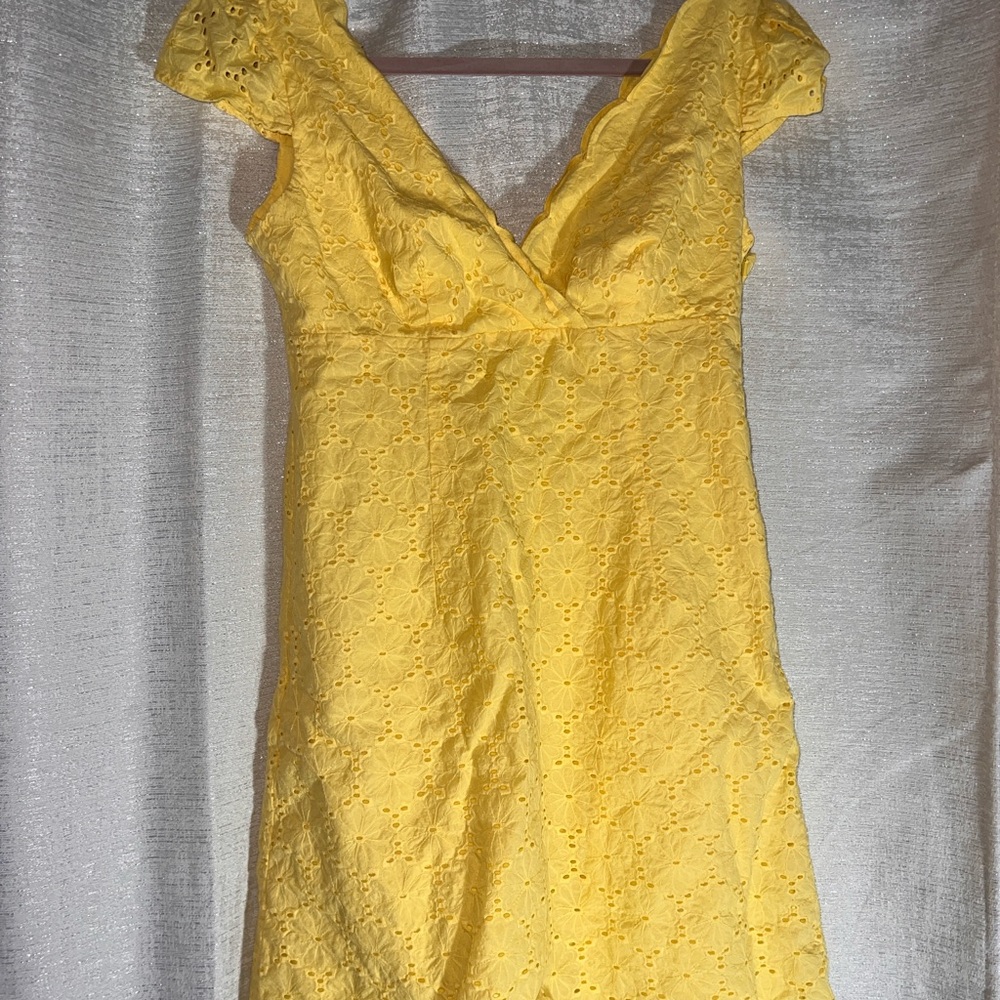 Laundry By Shelli Segal Yellow Eyelet Mini Dress